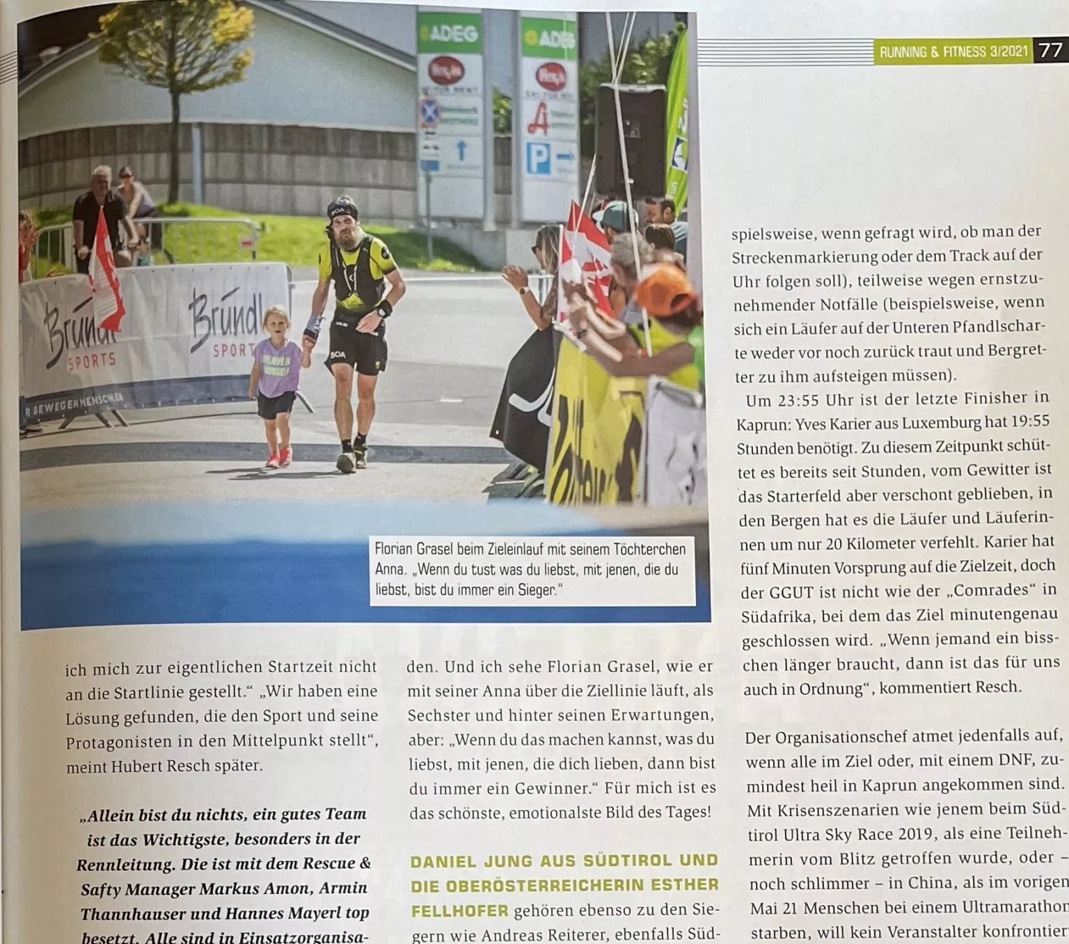 Florian Grasel crossing the finish line at the Grossglockner Ultra-Trail