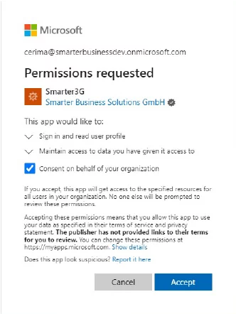 3G Selbstregistrierungsportal: App Berechtigungen erlauben