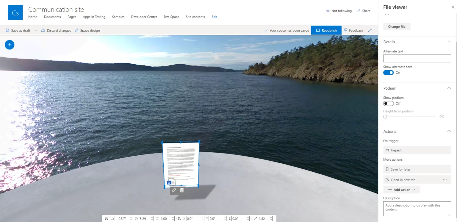 File viewer web part in a space