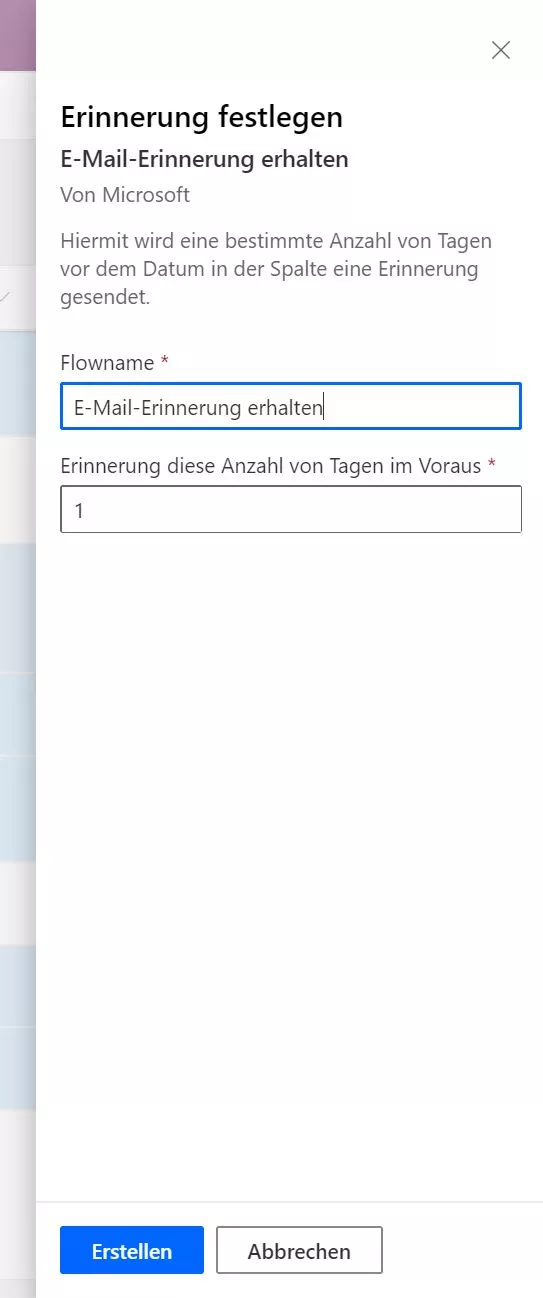 Reminder configured inside Microsoft Lists