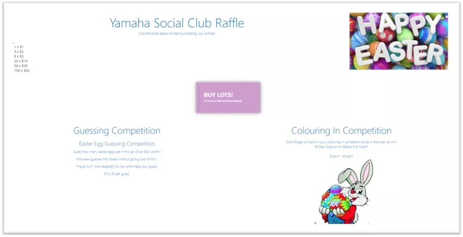 Easter raffle in SharePoint – Yamaha Motor Australia