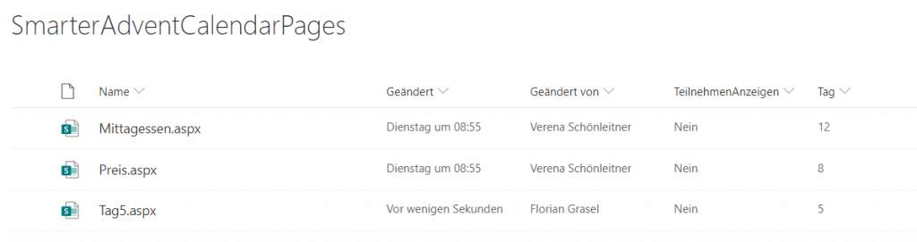 SharePoint Advent calendar list for content and prizes