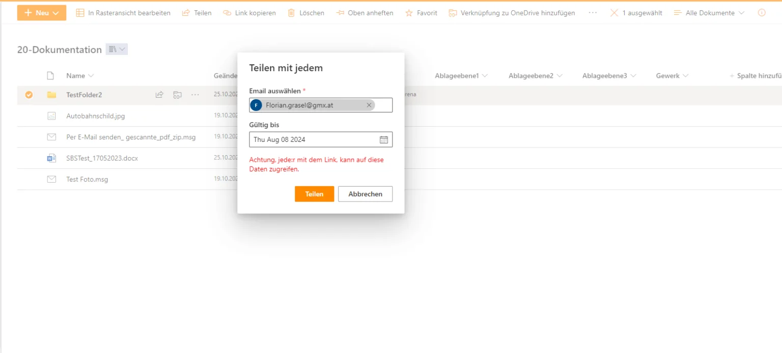 SPFx UI for anonymous sharing: email and expiration