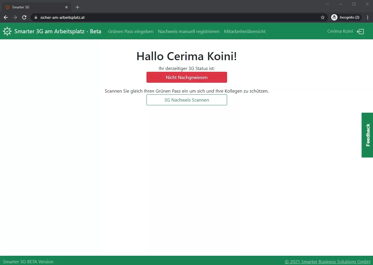 Smarter 3G - Dashboard für Benutzer