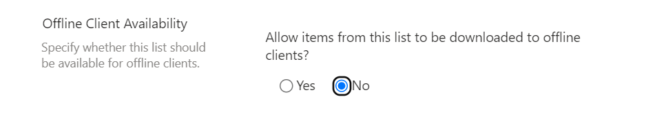 Disable SharePoint list syncing