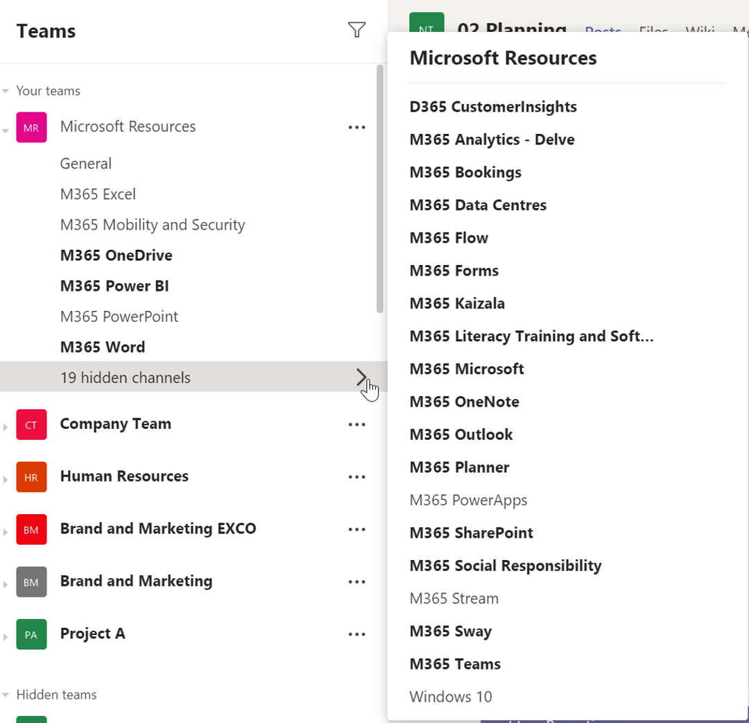 Problem: Too many Teams channels