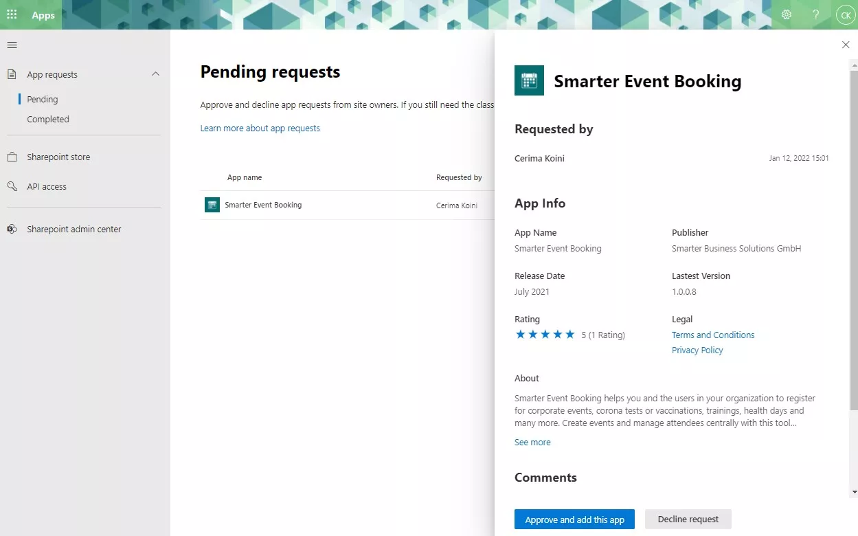 Request apps from the SharePoint Store β app requests in the modern experience