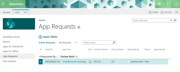Request apps from the SharePoint Store β App Requests