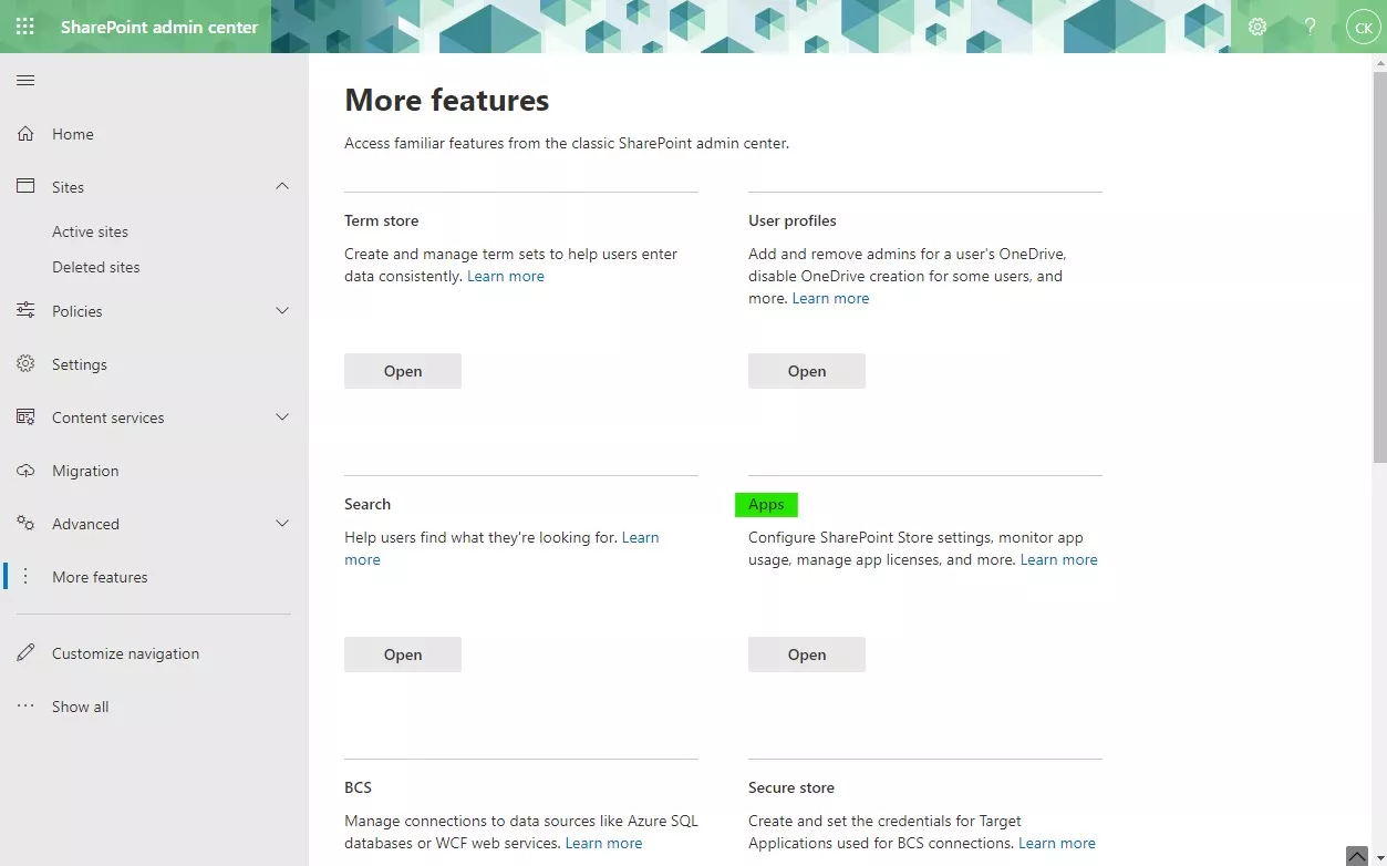 Request apps from the SharePoint Store β SharePoint admin centre app settings