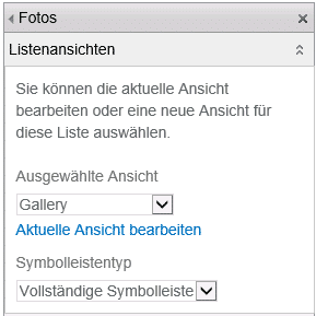 Standard view in the SharePoint image library web part