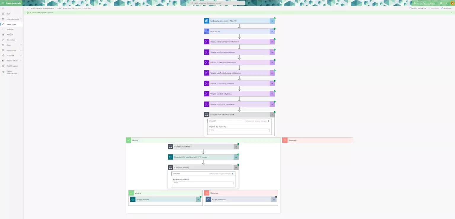 CRM automation with Microsoft 365 — Power Automate flow to parse emails and store lead information