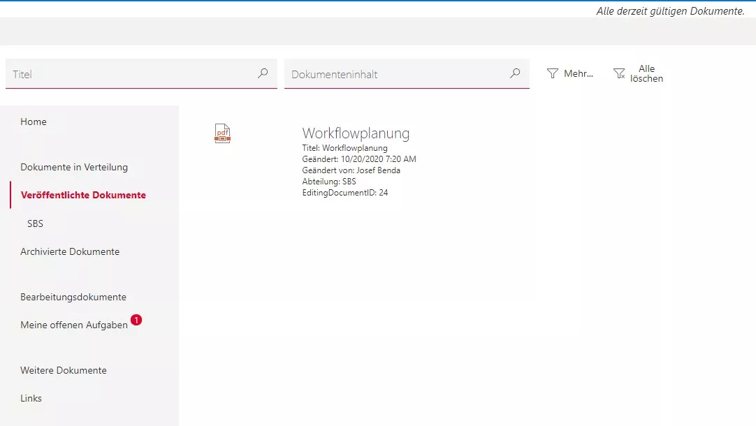 Overview of the document management system for SharePoint documents