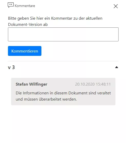 Current version comments inside the published library of the SharePoint document management system