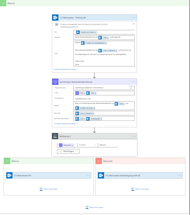 Flow Email versenden Approval