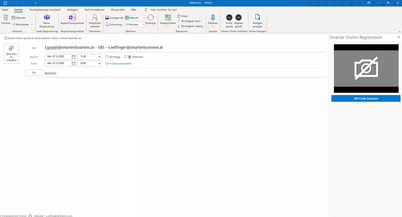 Visitor registration: Register guests — scan QR code