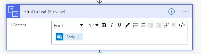 Action that converts the mail body to text