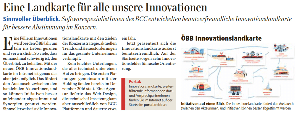 ÖBB Innovationslandkarte auf Basis von SharePoint