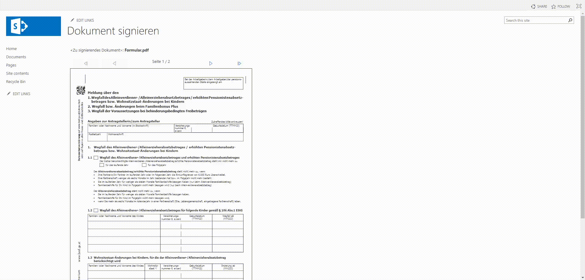 Animation: Set the position for a digital signature