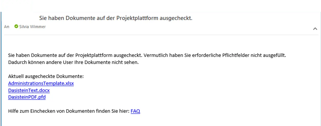 Personal SharePoint email with checked-out documents