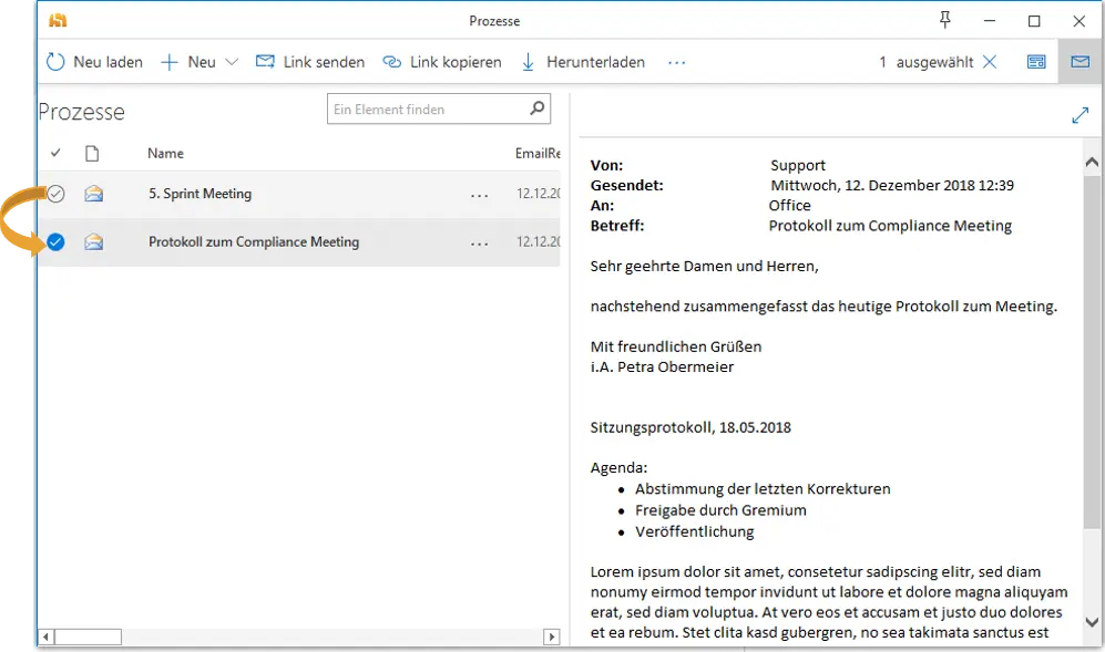 SharePoint Email Vorschau