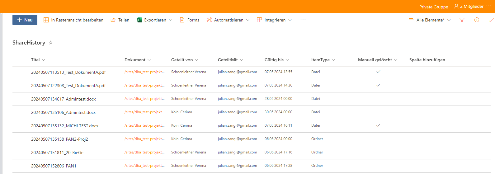 Activity auditing in a SharePoint list