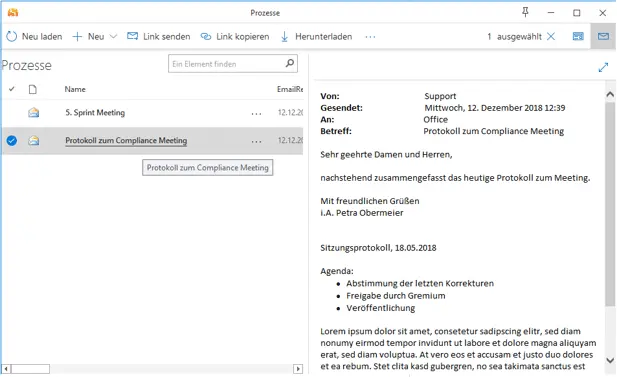SharePoint MSG Vorschau
