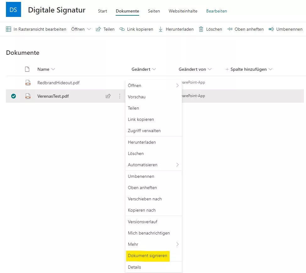 Digitale Unterschrift in SharePoint Online: Unsere Lösung