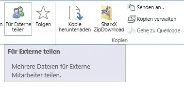 SharePoint Ribbon Button externes Teilen