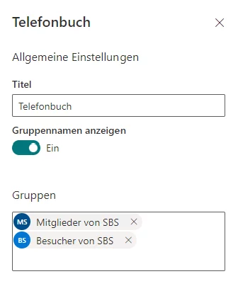 SharePoint phone directory: Web part settings