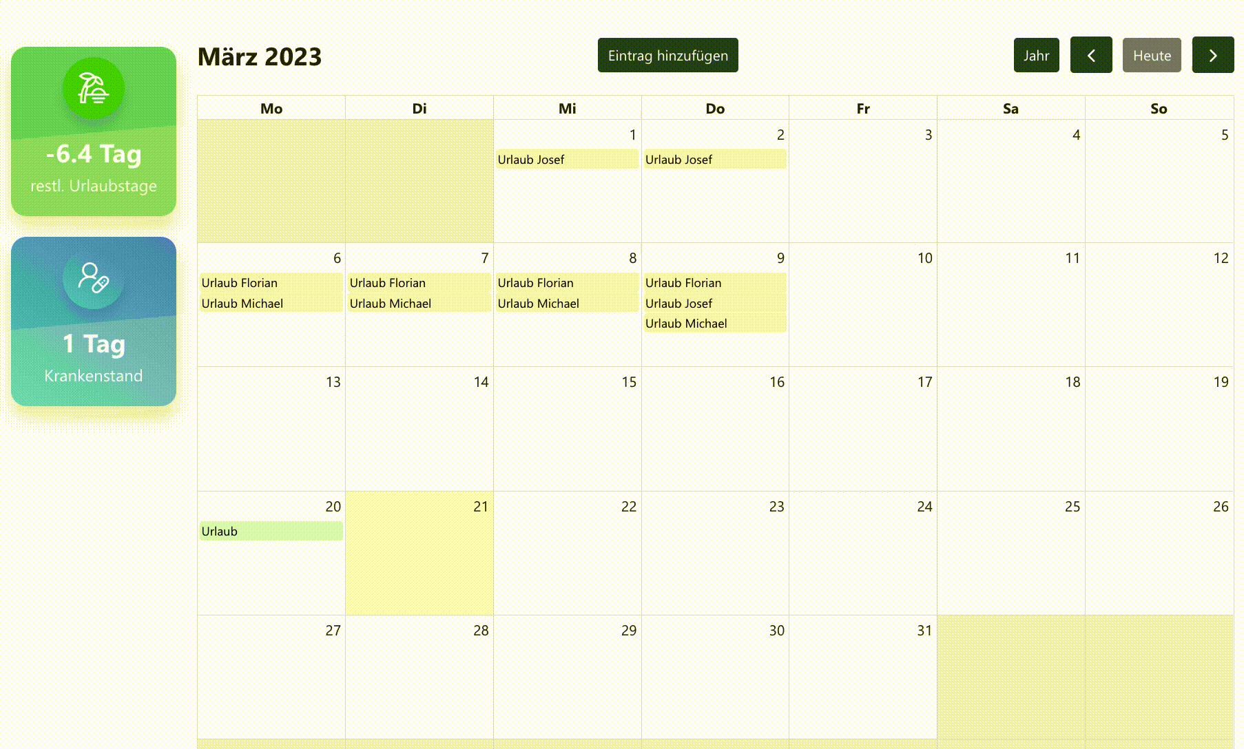 SharePoint Vacation Calendar: Move and Extend Entry
