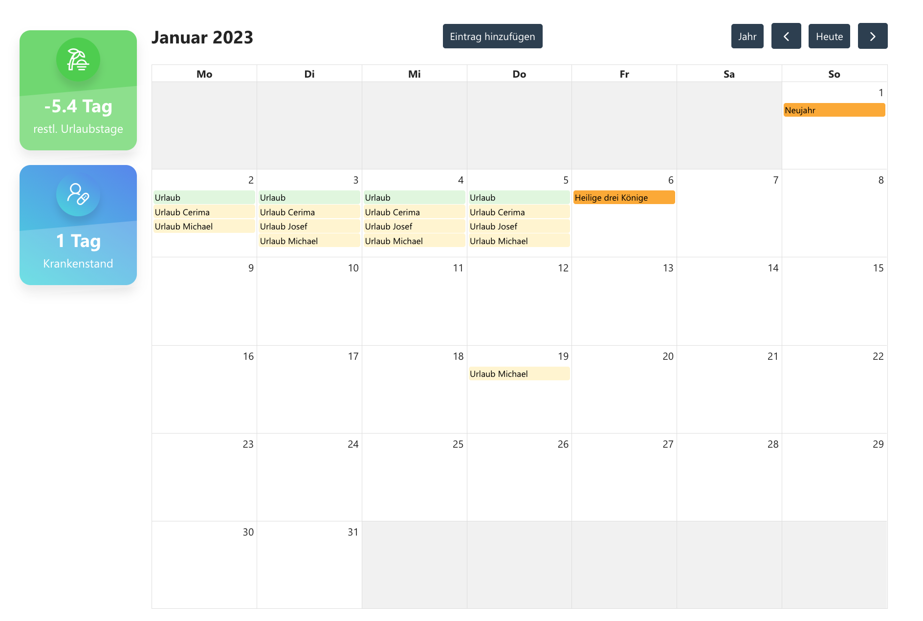 SharePoint Vacation Calendar