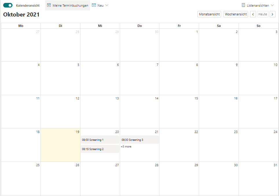SharePoint events calendar view: month view