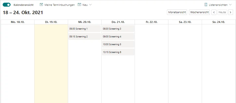 SharePoint events calendar view: week view