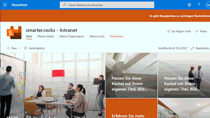 SharePoint: Important messages as ticker on Modern Pages