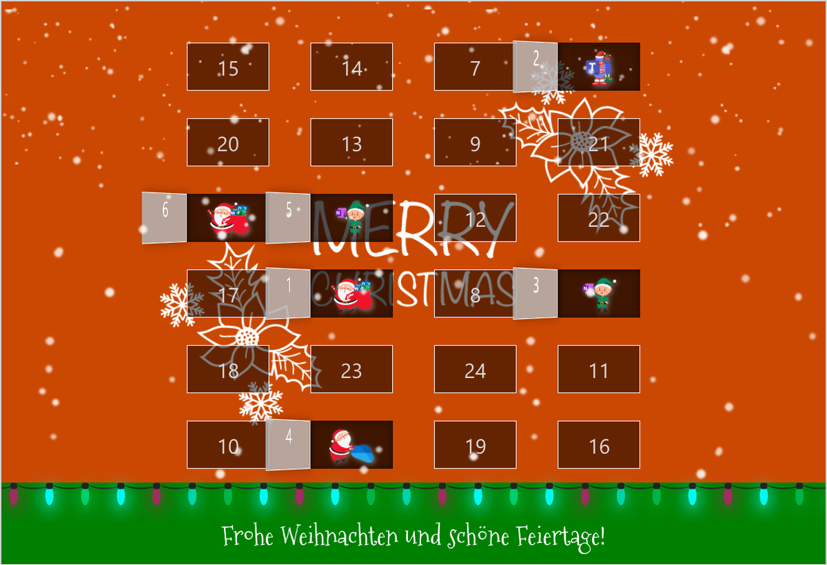 Smarter Engagement Calendar im Weihnachtsdesign als Adventskalender