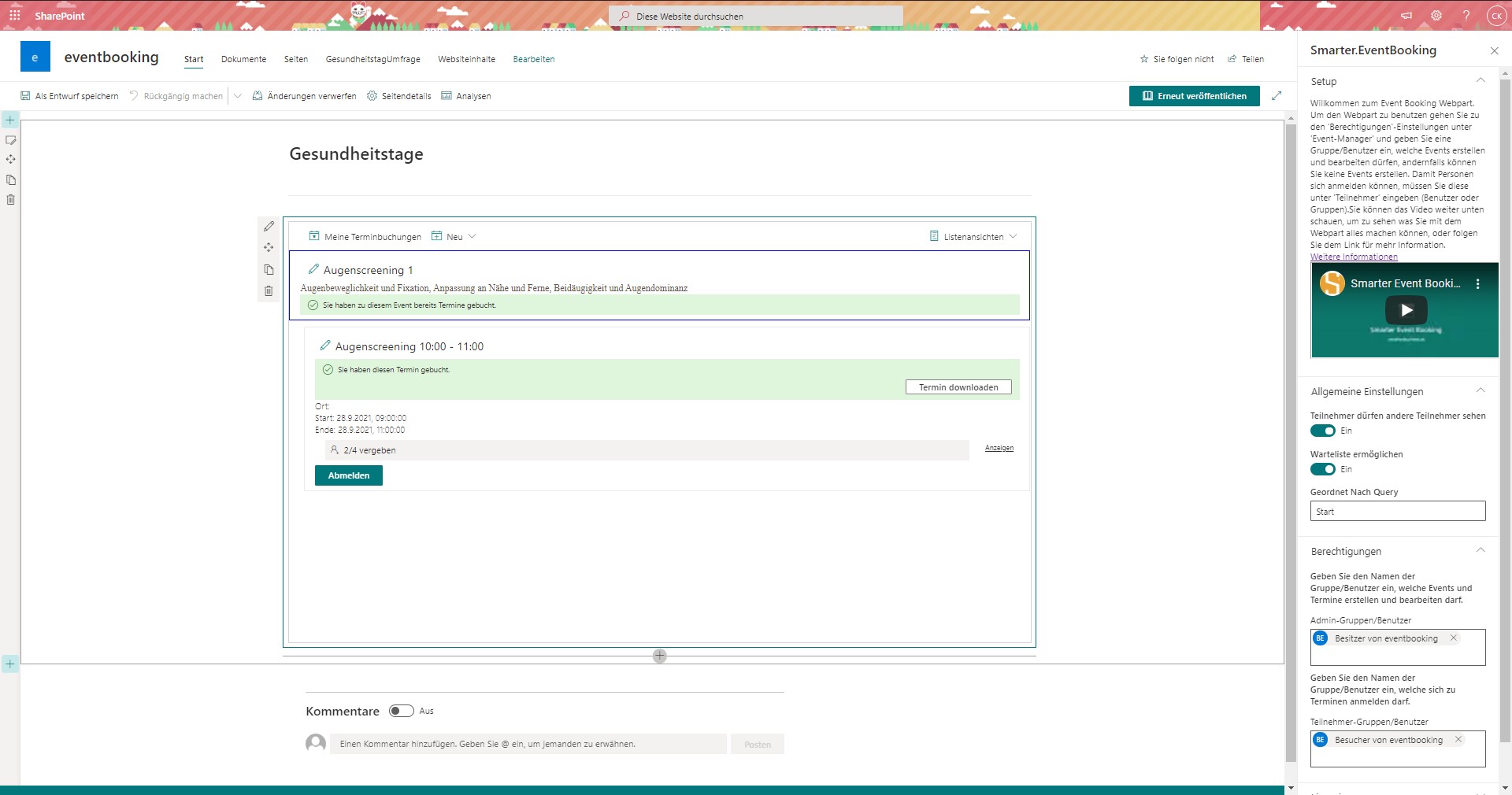 Event erstellen und verwalten
