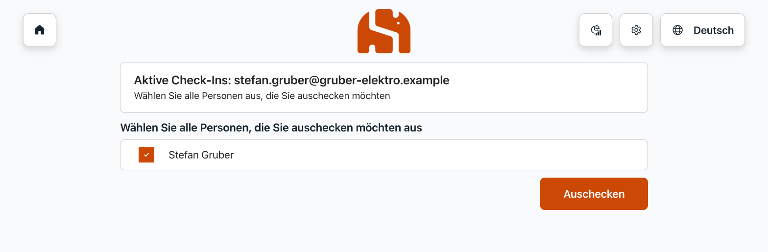 Auswahl der Personen, die ausgecheckt werden sollen