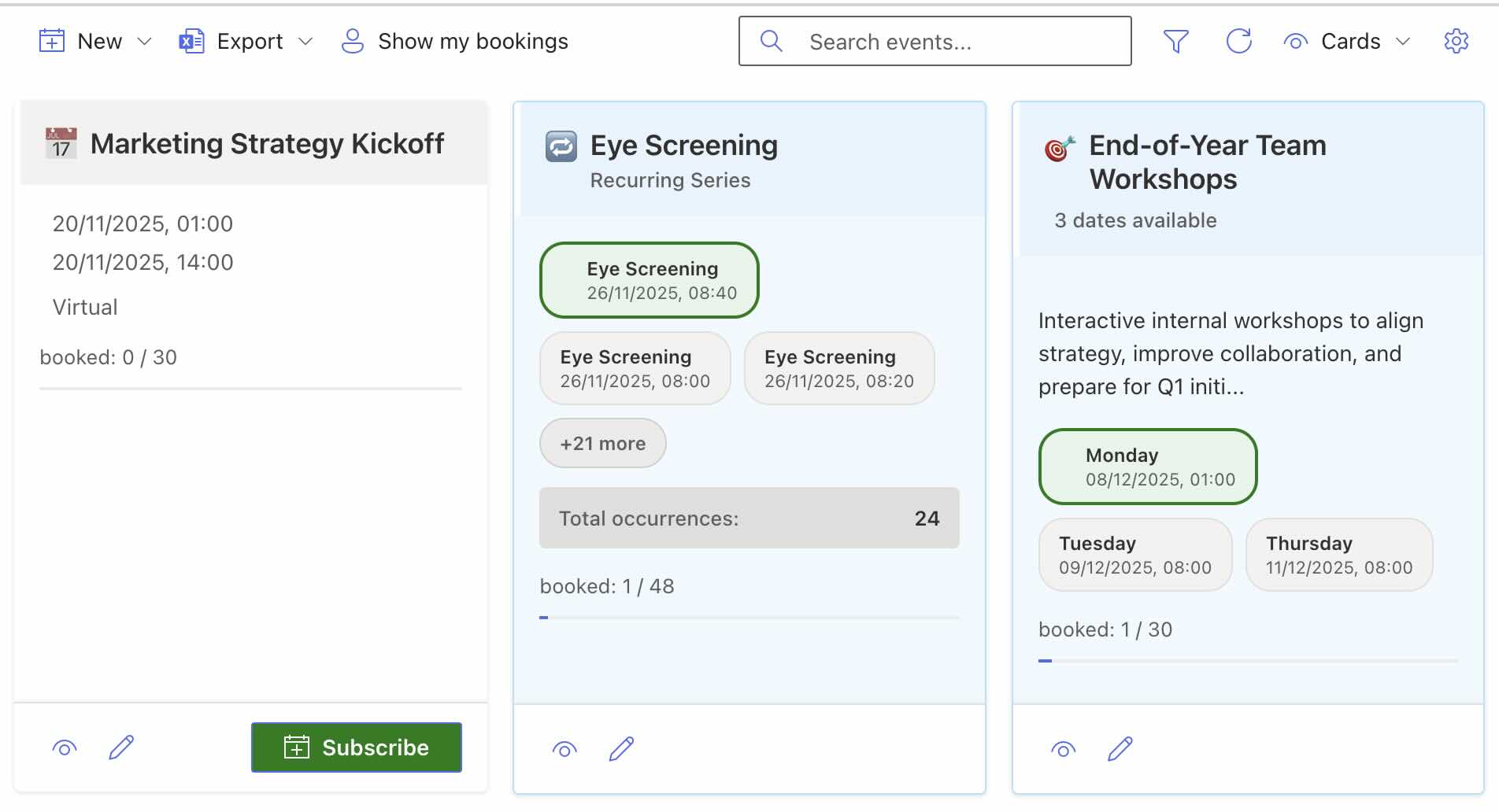 Card View mit moderner Kachel-Darstellung