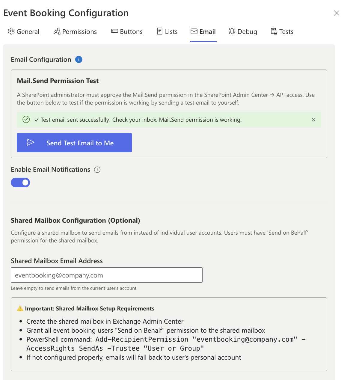 E-Mail-Konfiguration und Test