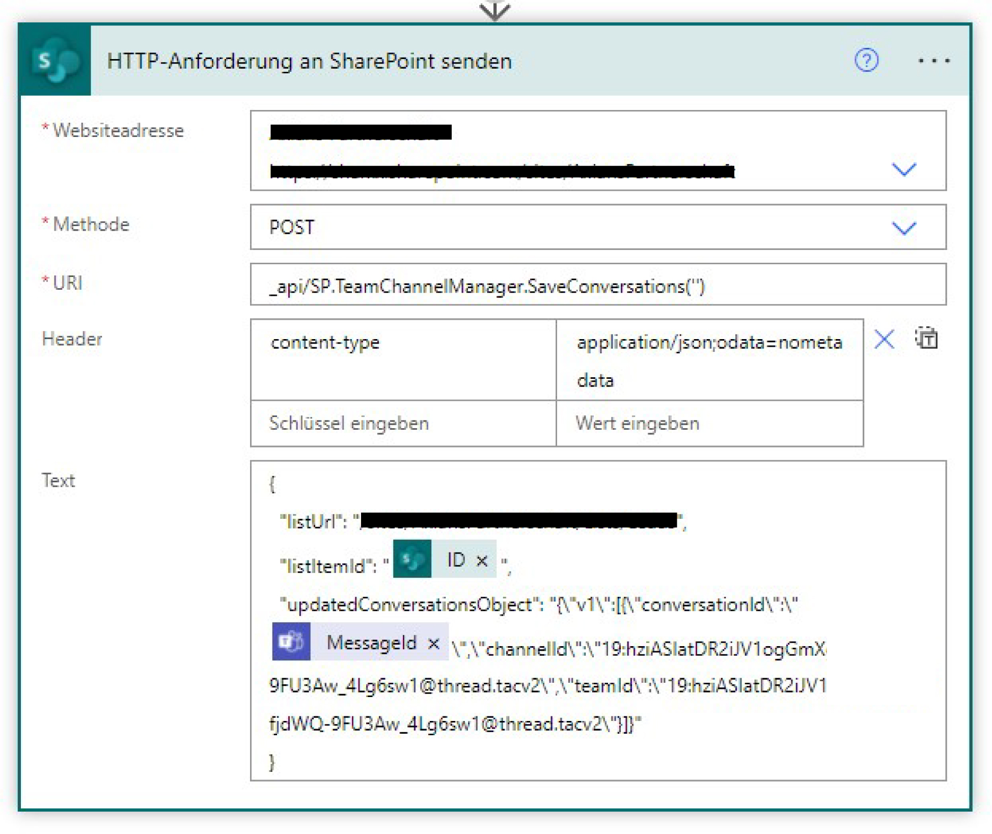 Notify your team about new leads — HTTP request to post the Teams message as a list conversation
