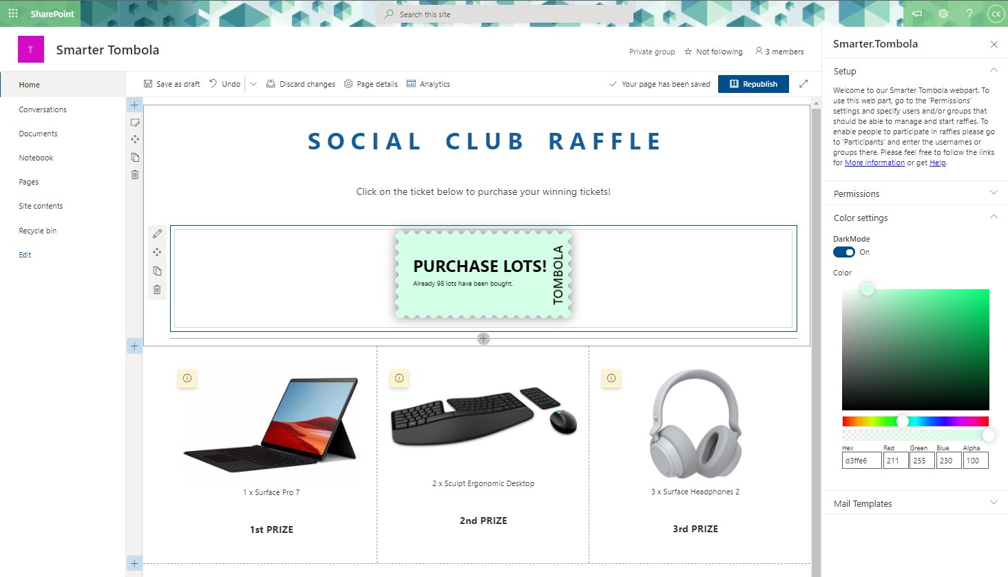 Configure raffle permissions