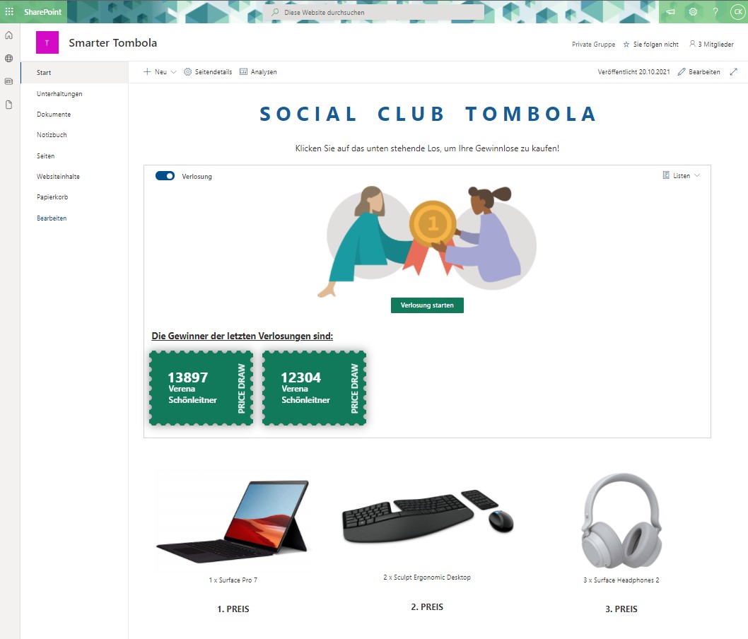 Raffle draw in Smarter Tombola