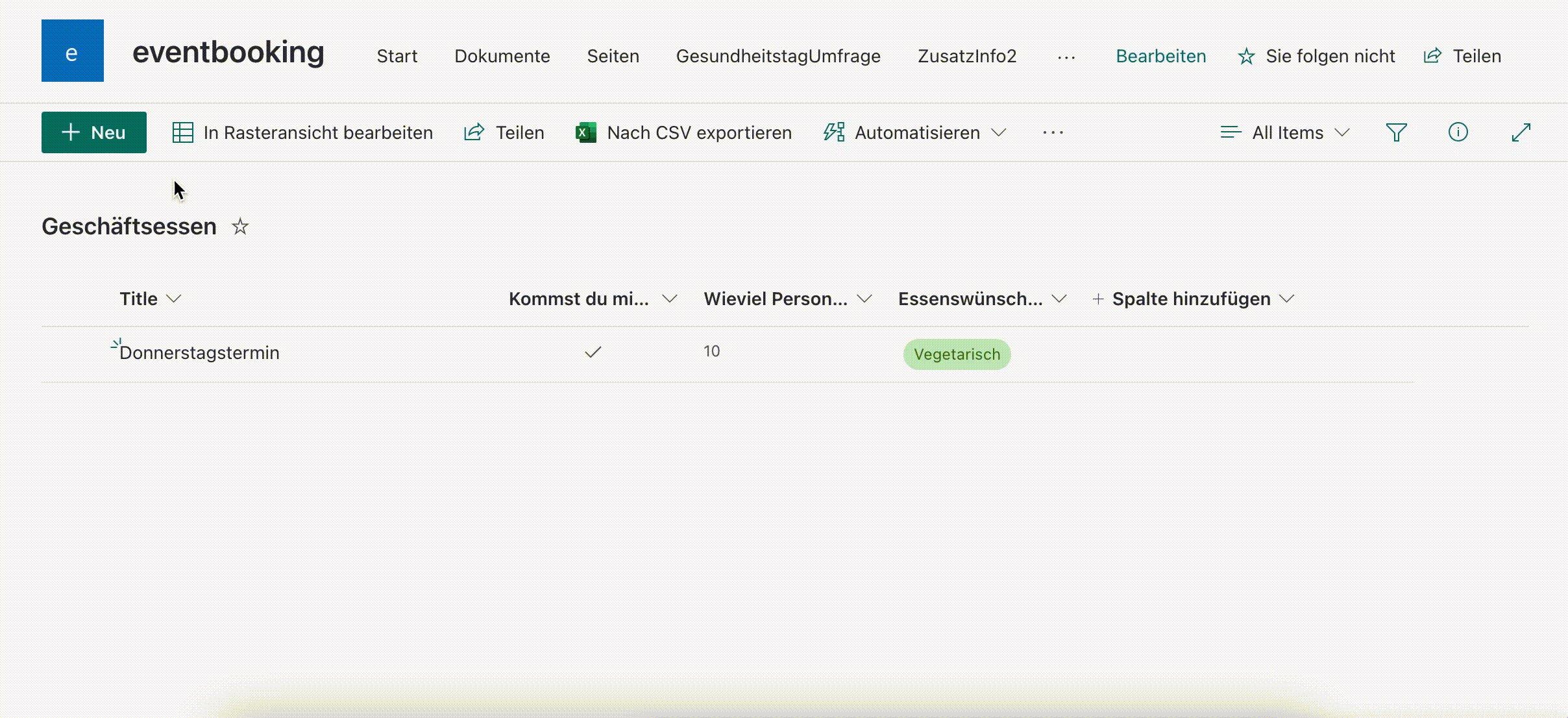 Event registration: Hide columns