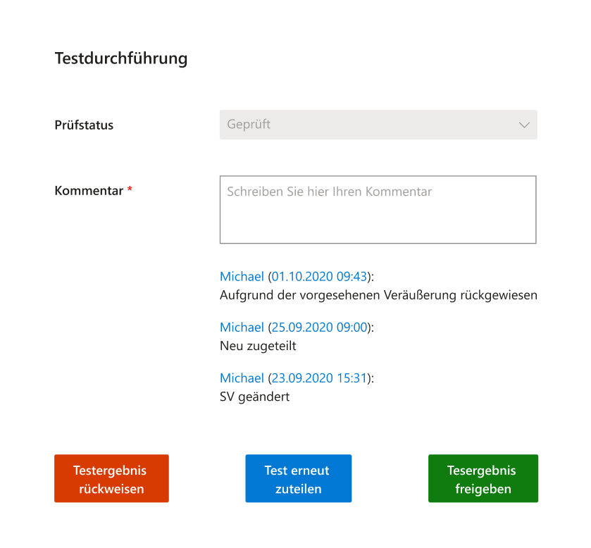 Test execution view from the supervisor perspective