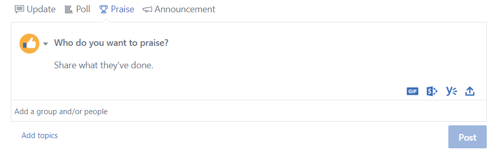 Yammer Lob für Mitarbeiter