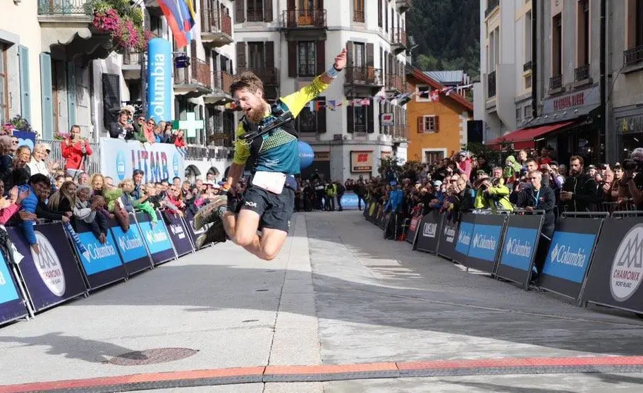 Finish-line leap at the UTMB