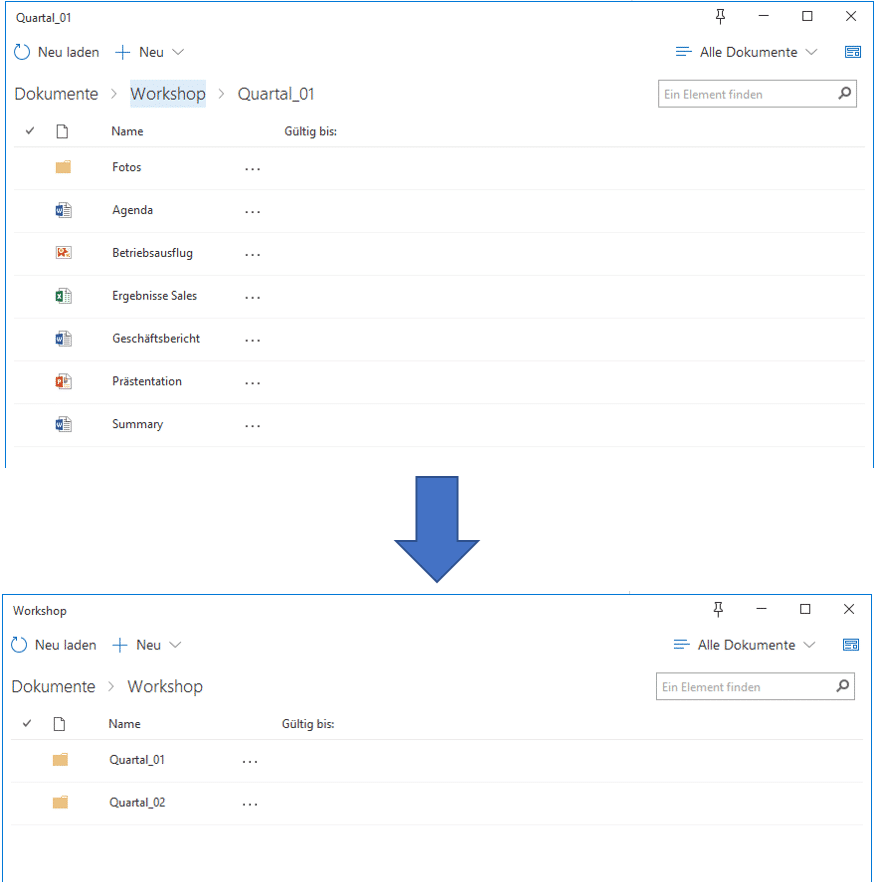 Navigieren im Office 2 SharePoint Workspace-Fenster