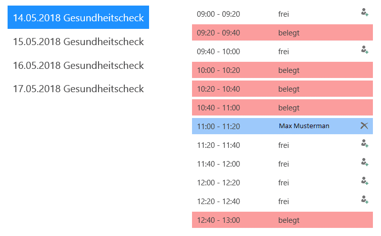 Planning an event with SharePoint - Nice overview of registrations and free appointments in SharePoint