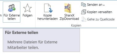 SharePoint Ribbon Button externes Teilen