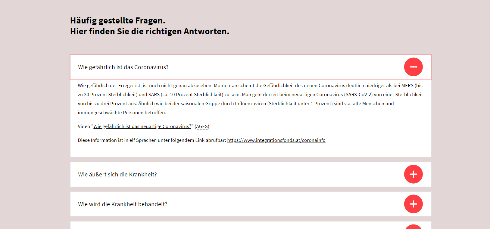 Screenshot of the austrian GVAT page